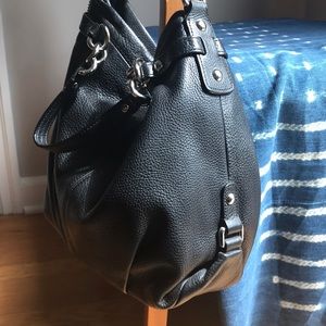 Boho Black Leather Slouchy chain Coach Purse